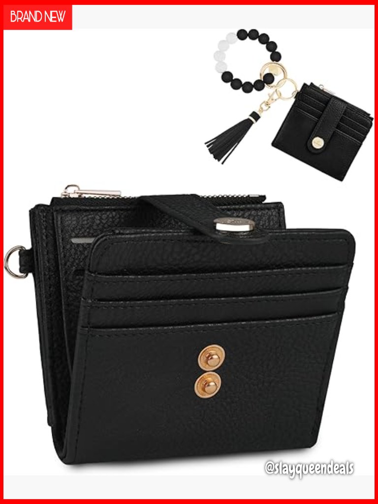 Rfid Blocking Wristlet Wallet With Keychain, 10 Card Slots, Coin Pocket